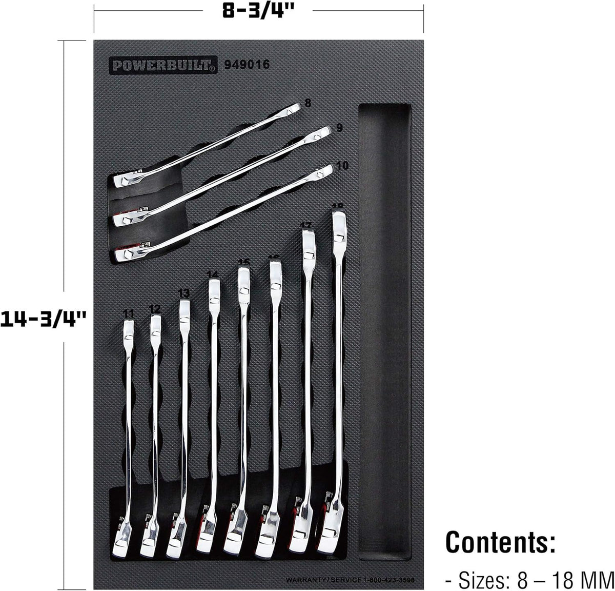 Metric 11Pc Reversible Ratcheting Wrench Set V415