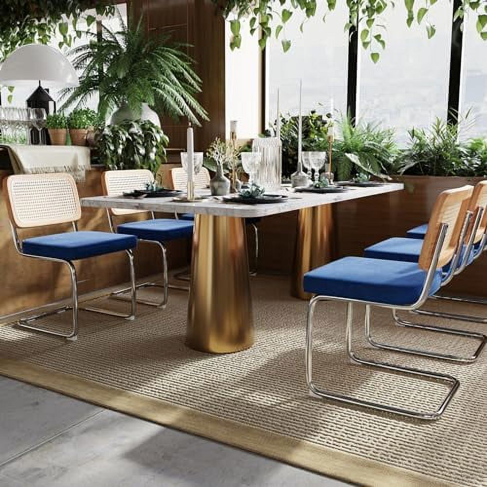 Black Teddy-Velvet Armless Mesh Backrest Dining Chair Set of 2 K180760
