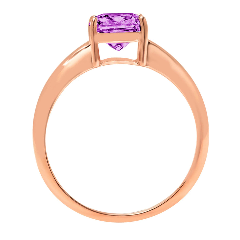 Cushion Cut Simulated Alexandrite 18k Rose Gold Ring Size 3.75 U32374