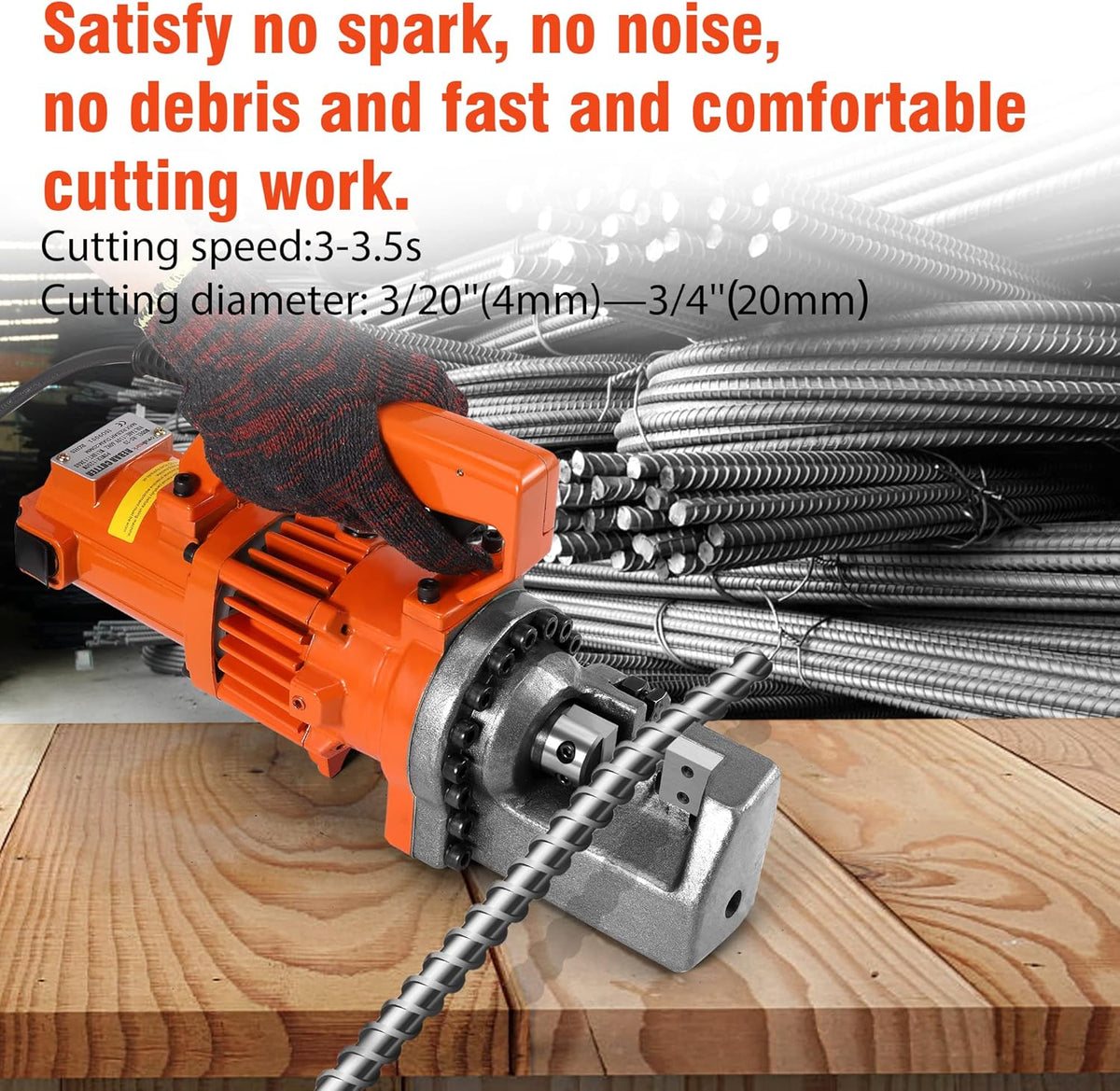 Rebar Cutter, 1250W Electric Hydraulic, Cutting up to 3/4 Inch 4-20mm #6 Rebar, with Replaceable Jaw Blades (AC 110V RC-20) G4812