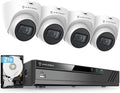5MP POE Security Camera System Outdoor, 8CH NVR, 4pcs 5MP Turret POE Cameras, IP67 Metal Turret POE IP Cameras, Built in Mic, Pre-Installed 2TB Hard Drive Y3210