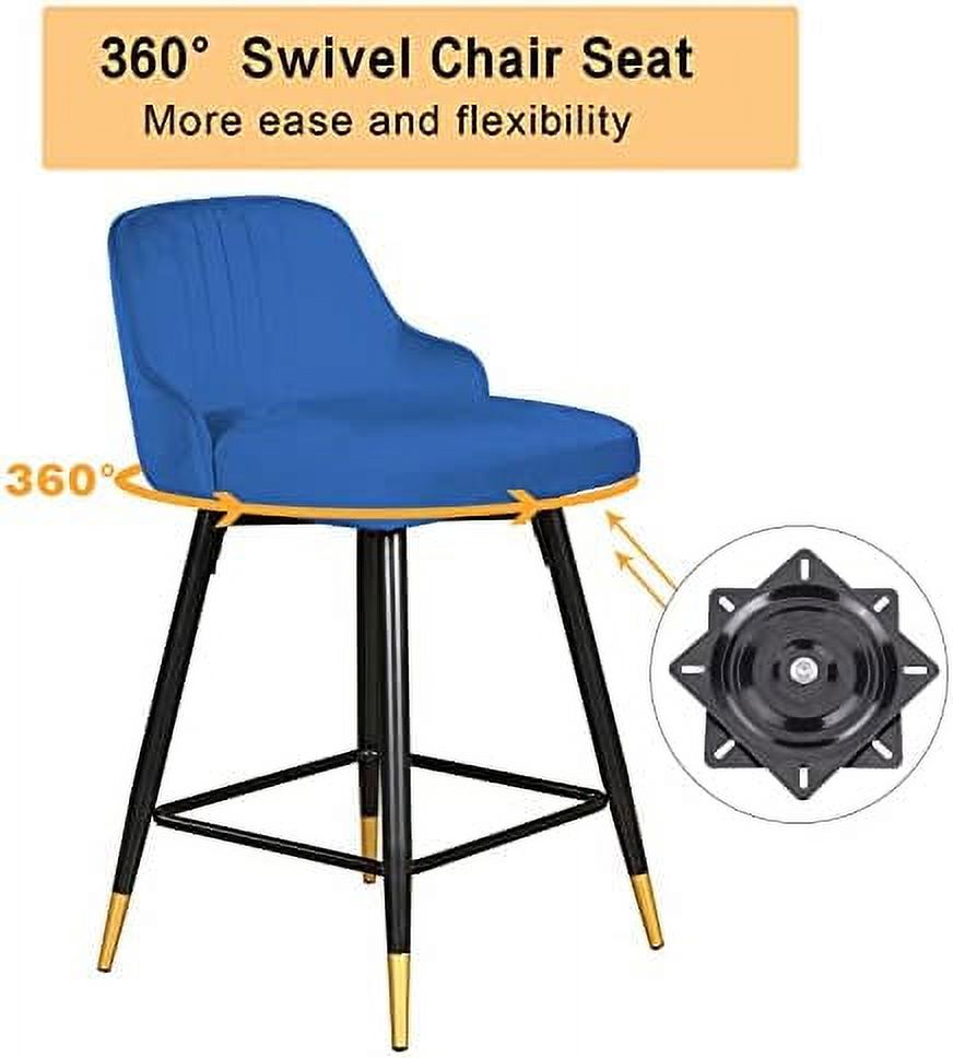 Gray Velvet Swivel Counter Height Stools with Back K63921