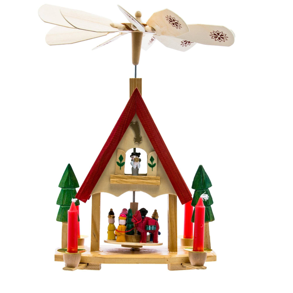 12x22 Wood Alpine House Carousel with Candles Q588