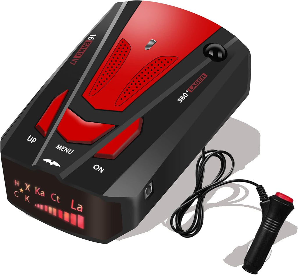 Radar Detector with LED Display, City/Highway Mode, Auto 360 Degree Detection (Red) I984124