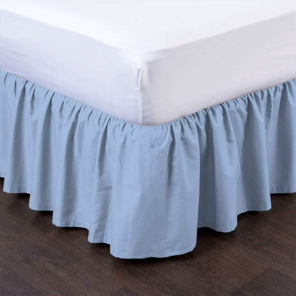 100% Cotton 800 Thread Count Ruffled Bed Skirt (Cal King, Royal Blue) 12 Inch Drop K5180