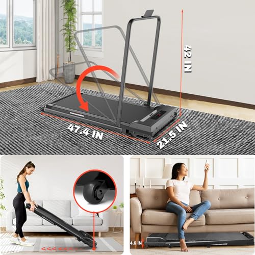 2 in 1 Foldable Treadmill with Handle Bar and Remote Control X5893