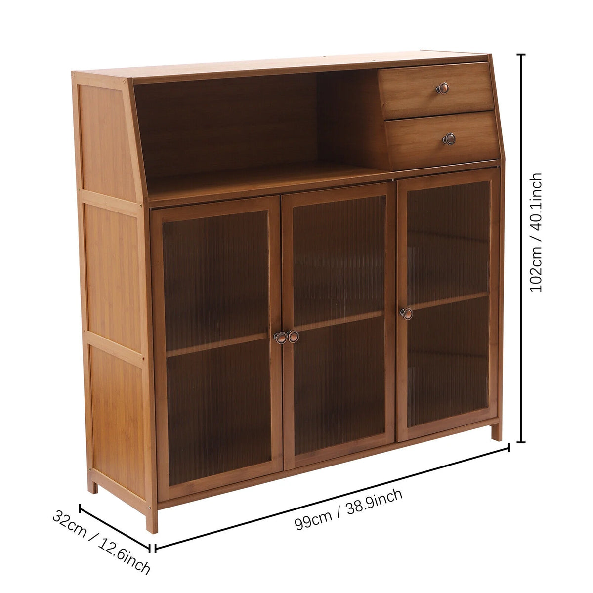 Natural Bamboo Buffet Sideboard Cabinet 39 Inch with 3 Doors A44680