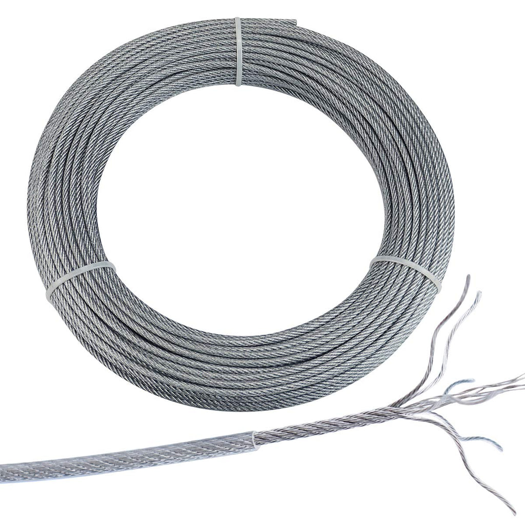 165 Feet Vinyl Coated Galvanized Steel Aircraft Cable for Railing Decking Stair Balustrade DIY I1645