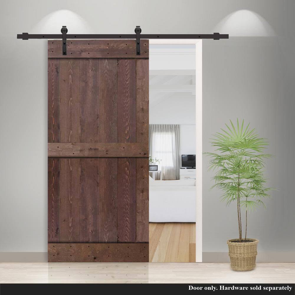 Walnut Stain Knotty Pine Wood Interior Sliding Barn Door Slab D2101