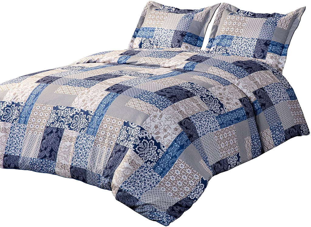 Navy Blue 3-Piece Printed Comforter Set Z9435