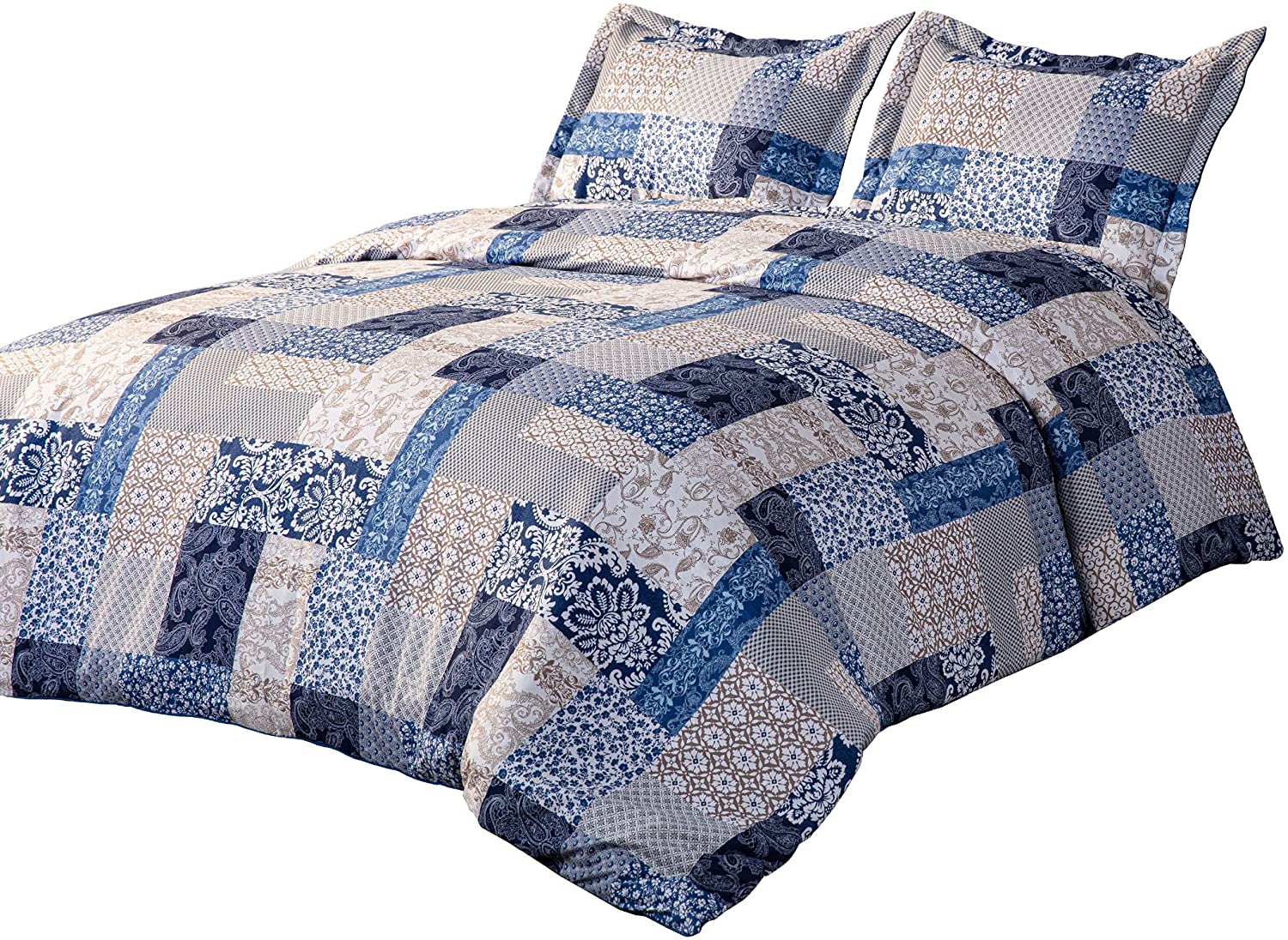 Navy Blue 3-Piece Printed Comforter Set Z9435