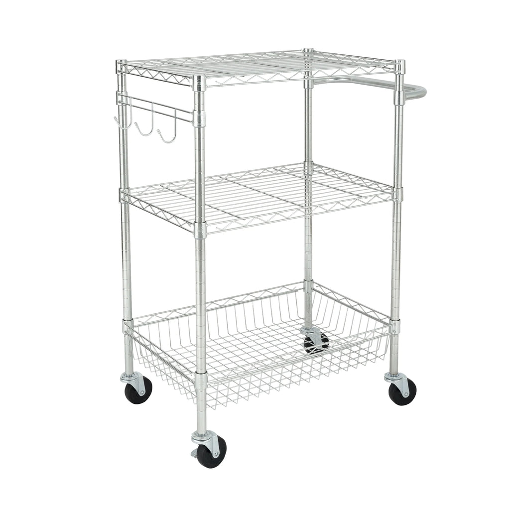 3-Tier Chrome Rolling Cart Q895663