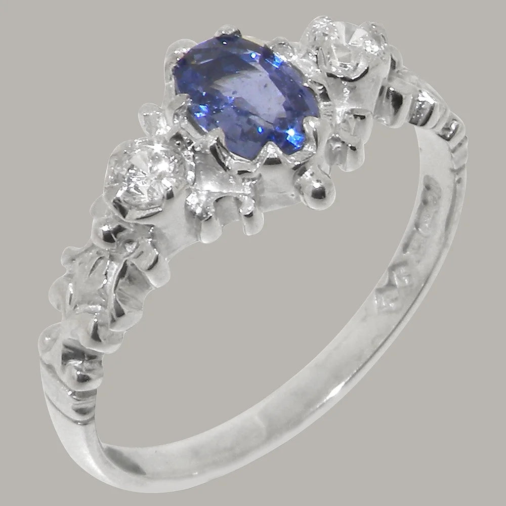 925 Sterling Silver Ring with Natural Sapphire & Cubic Zirconia Y40068