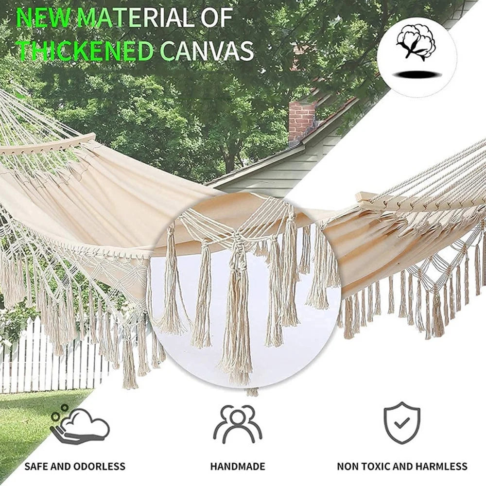 Double Macrame Hammock Two Person Swing Bed Z72946