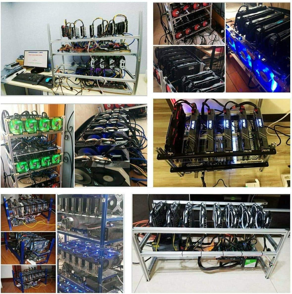 Black Aluminum Mining Rig Open Air Case with 18 Fans A135242