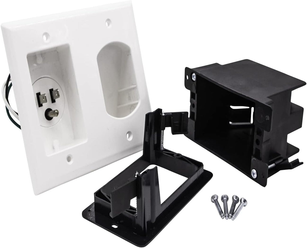 125V Wall Mount TV Power Outlet with Brush Wall Plate, Pack of 2 B78774