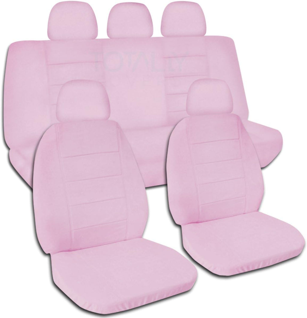 Charcoal Solid Color Car Seat Covers with 5 Headrest Covers D210