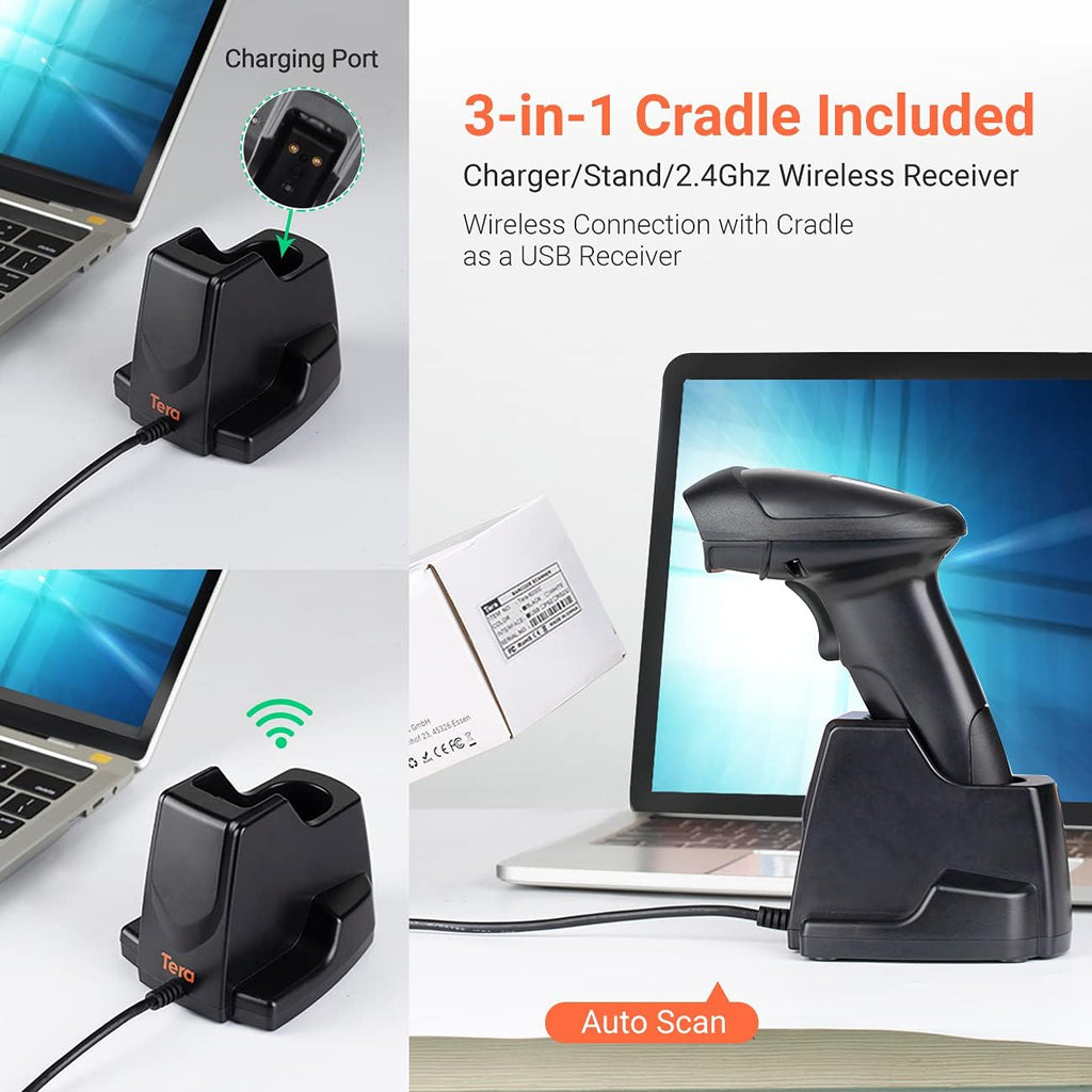 Wireless Barcode Scanner 1D 2D QR with USB Charging Base, Pack of 2 P915770