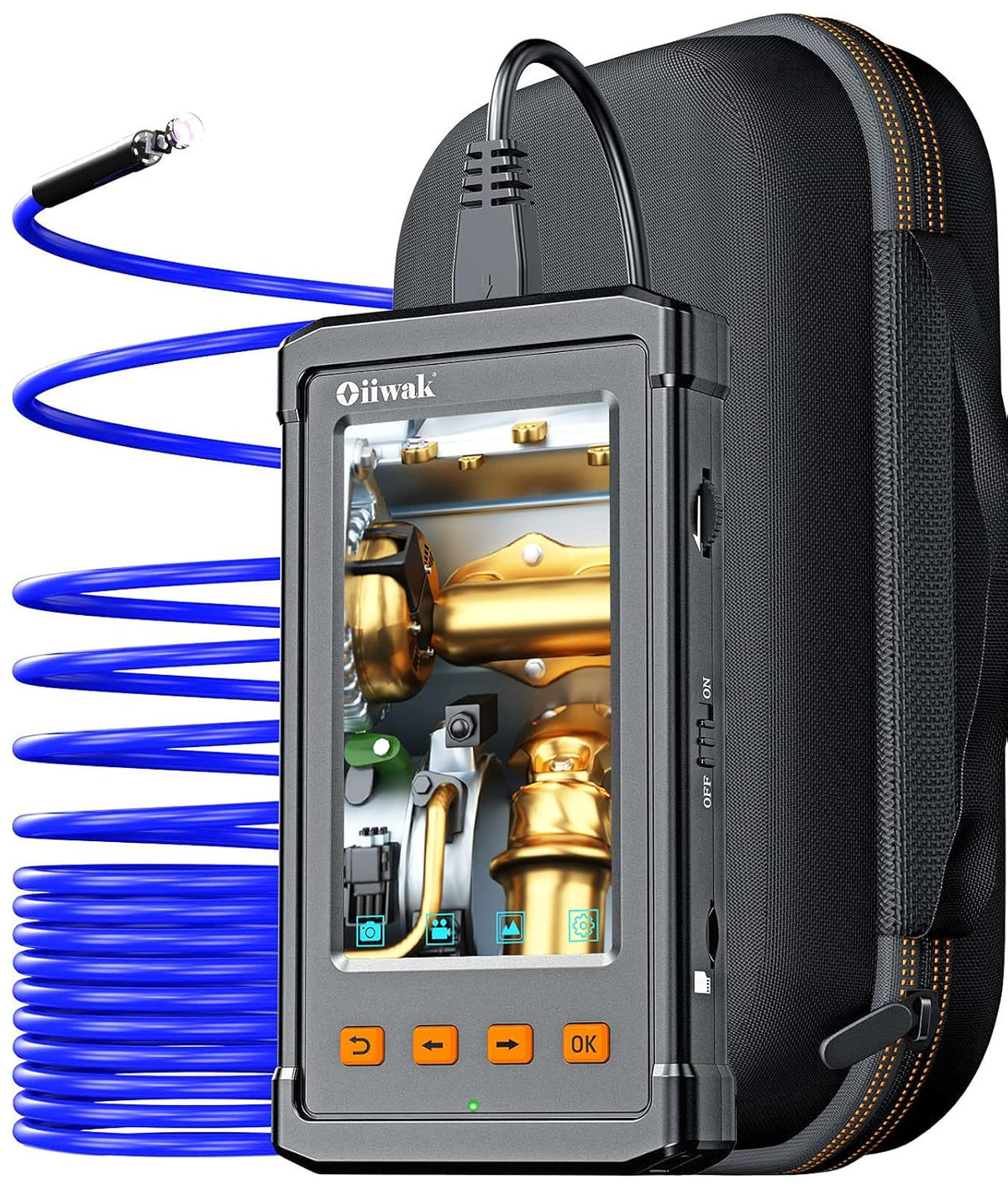Industrial Endoscope Camera 5.5mm Waterproof 1080P HD 4.3 Screen with Light, Tool Box, 11.5FT Cable Pack of 2 E4774