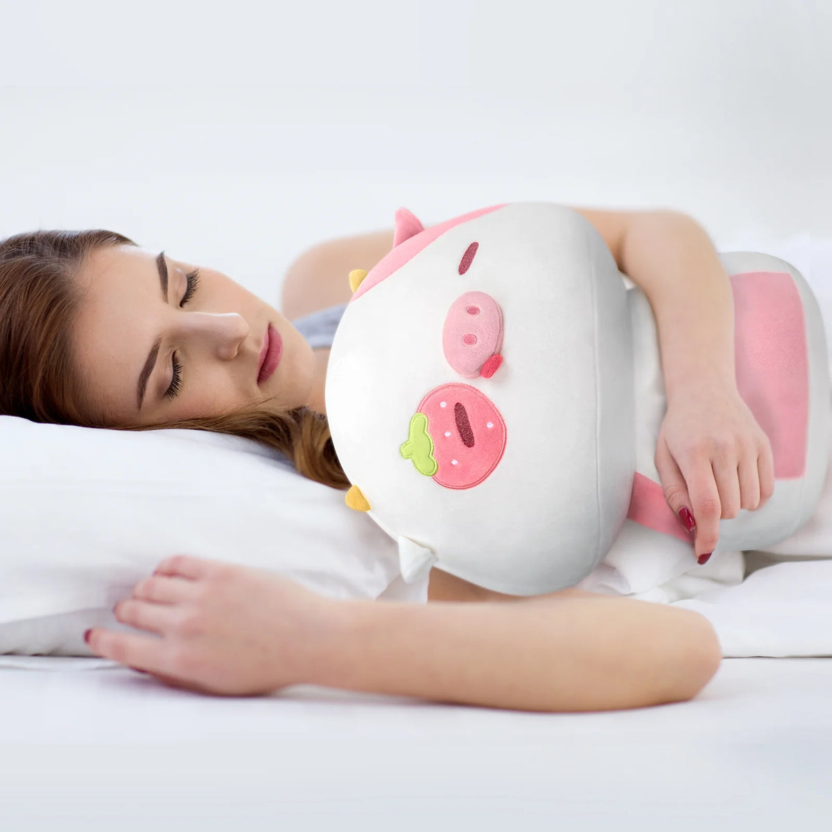 13.5" Mushroom Plushies Strawberry Cow Plush Pillow E343581