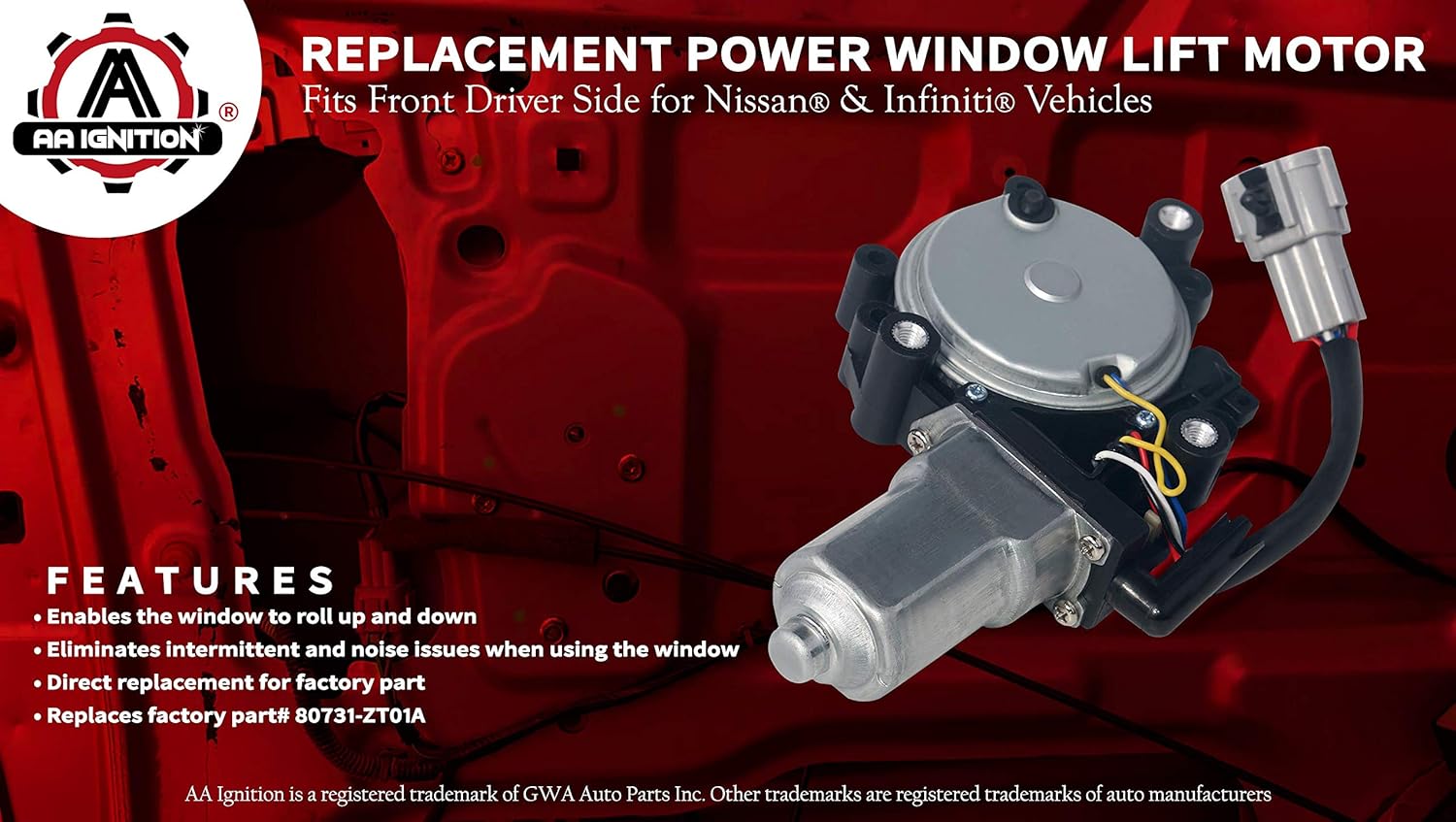 Power Window Lift Motor Front Driver Side Left Pack of 2 U2063