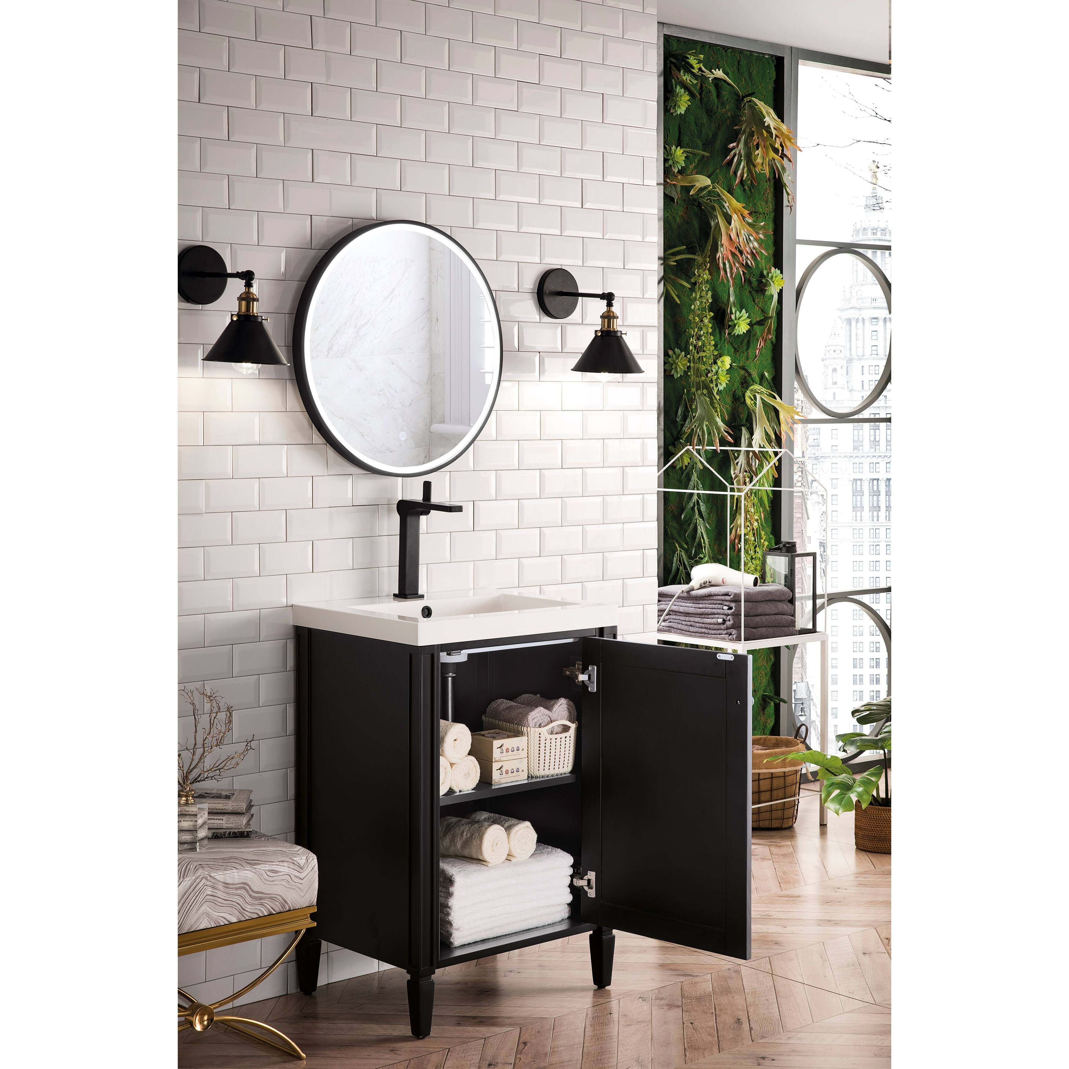 Glossy White Single Vanity Cabinet A205615