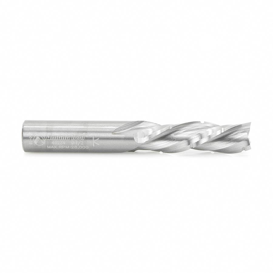 CNC Spiral Roughing 3-Flute Down-Cut Solid Carbide Router Bit, 1/2-Inch Shank K3144