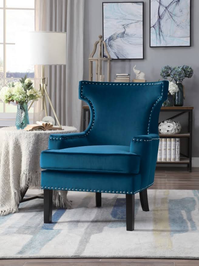 Navy Velvet Accent Chair V6708