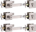 3 Pack Satin Nickel Entrance Lever Door Handle with Single Cylinder Deadbolt Locksets Keyed Alike P5618