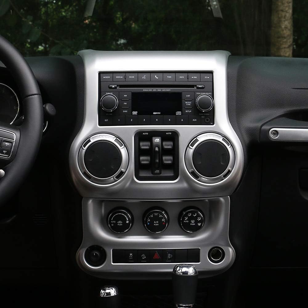 Carbon Fiber Car Interior Center Console Dashboard Panel Frame Cover Trims for Jeep Wrangler 2011-2017, Pack of 2 H3622