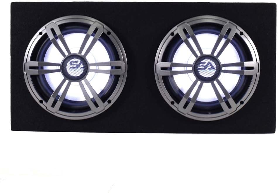 Dual 8 Inch 800 Watt Car Audio Subwoofer Enclosure with RGB Illumination H67813