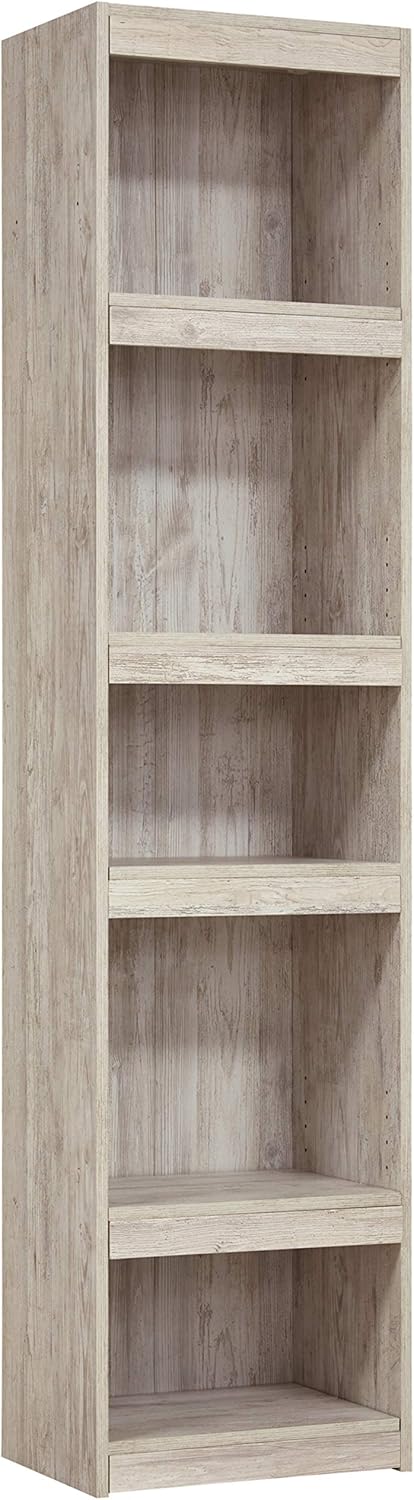 Rustic Entertainment Center Pier Bookcase with 3 Adjustable Shelves, Natural Brown N2029