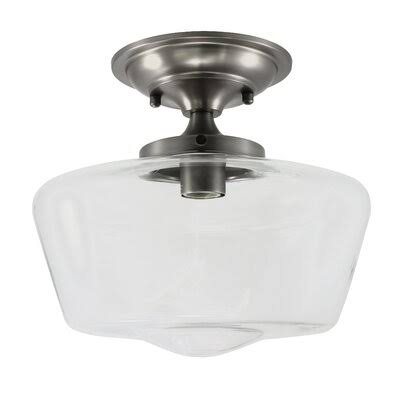 1-Light Semi Flush Mount Nickel Clear Glass O4793