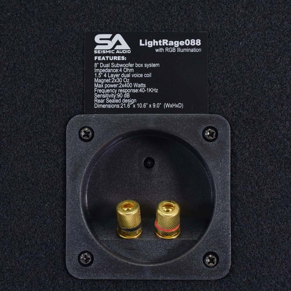 Dual 8 Inch 800 Watt Car Audio Subwoofer Enclosure with RGB Illumination H67813