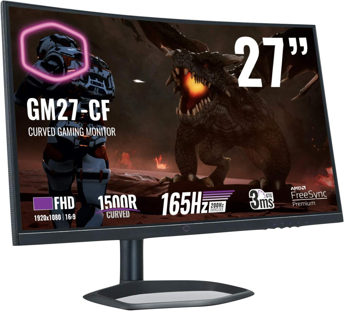 27 Inch 16:9 Curved PC Gaming Monitor, Frameless LED Full HD 1080P 1500R VA Panel, 165Hz, Built-in Speakers, VESA Mounting, AMD FreeSync V85343