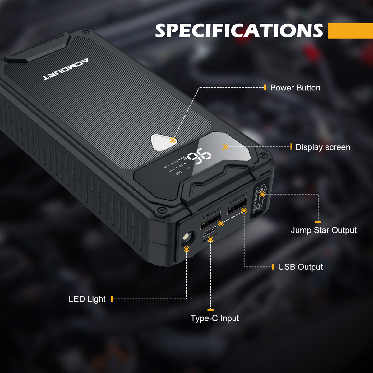 1500A Peak Portable Car Jump Starter with LED Display N64617