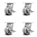 4x22 x 2x22 V Groove Semi Steel Wheel Swivel Casters with Brakes, Set of 4 E7885