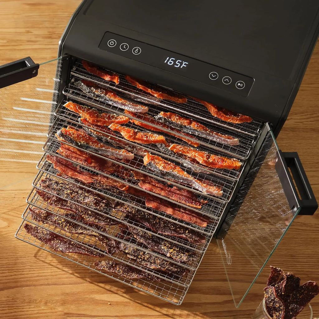 10-Tray Electric Food Dehydrator with Adjustable Temperature Control, 800-Watts, Black K18869