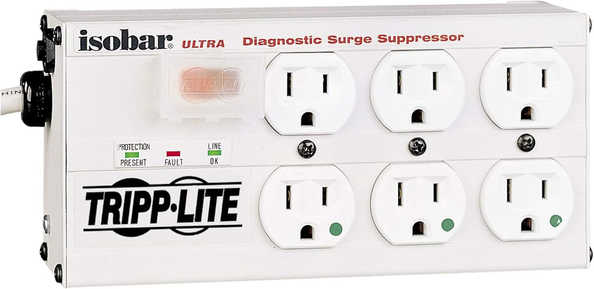 6-Outlet Surge Protector Power Strip, 15ft Cord, 3300 Joules, Right Angle Plug G3740