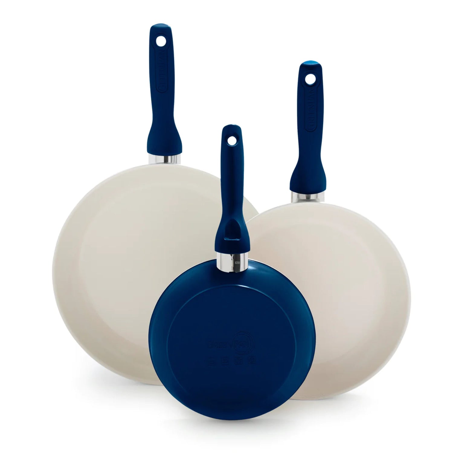 Navy Ceramic Nonstick 7", 9.5" and 11" Frypan Set V9781