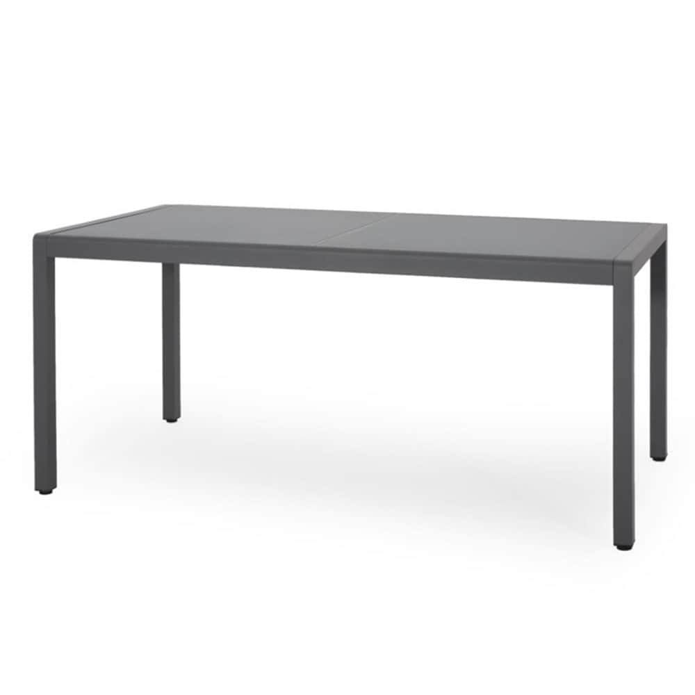Outdoor Tempered Glass Top Aluminum Dining Table in Gray W149