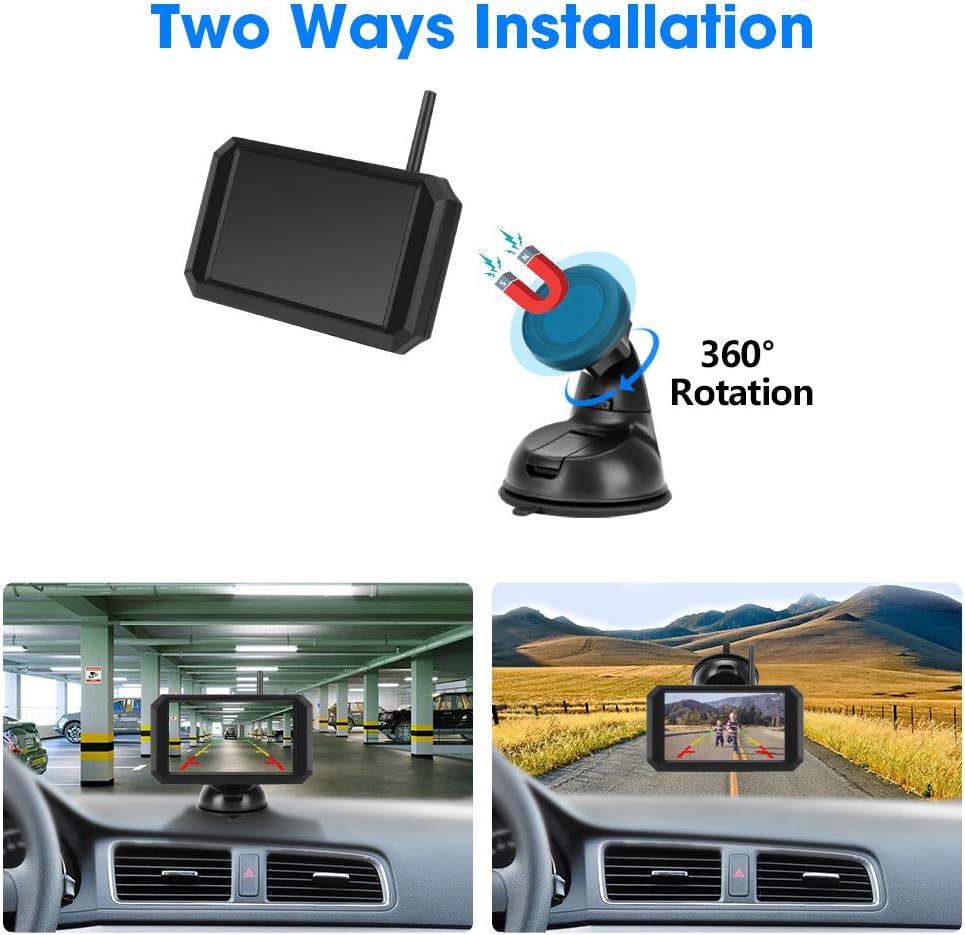 Wireless Backup Camera with 5'' Monitor, Waterproof Night Vision Camera T298861