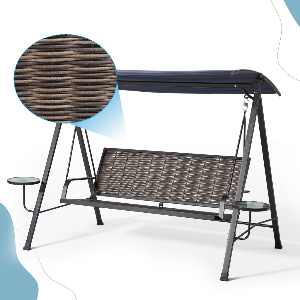 Blue Steel 3-seater Porch Swing with Canopy E414652