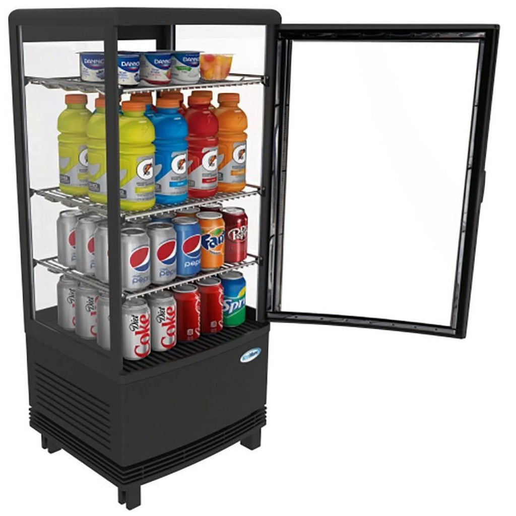 Black Countertop Refrigerator Display Case Commercial Beverage Cooler with LED Lighting, 3 cu. ft Capacity E911617