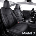 Tesla Seat Covers Full Set Water Proof Faux Leather Black Red M9930