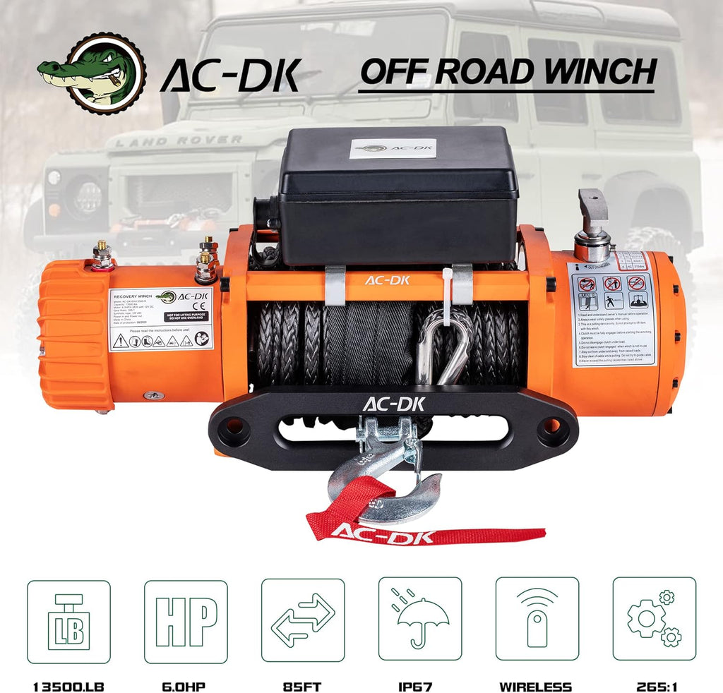 13000 lb 12V Electric Winch Kit with 85ft Synthetic Rope O61716