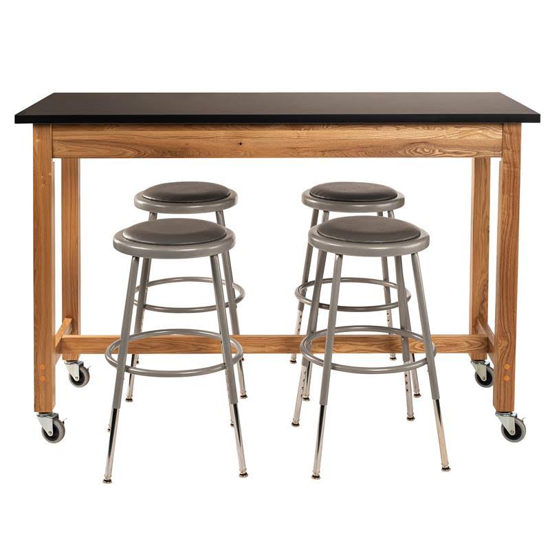 Black Wood Science Lab Table with Chem-Res Top and Casters Y4675