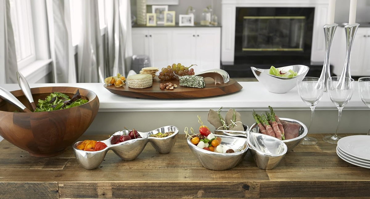 Condiment Server 3 Piece Set Acacia Wood and Glass T1715