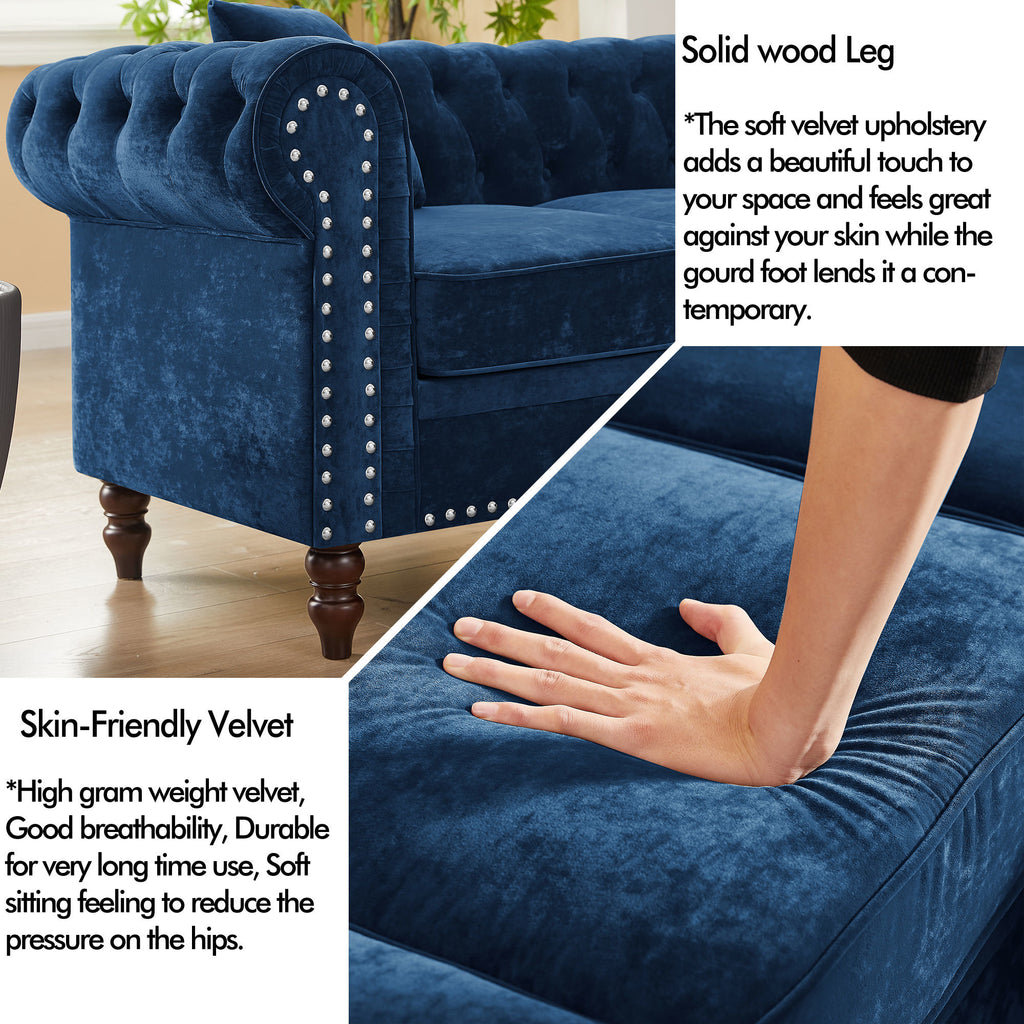 Blue Velvet L-shaped Sofa V894466