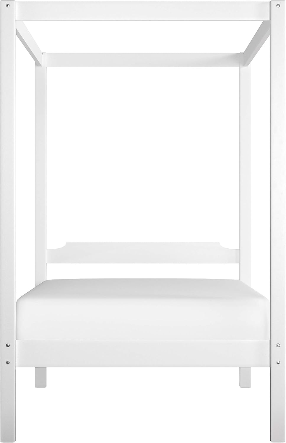 White Twin Size Wood Canopy Bed S8313